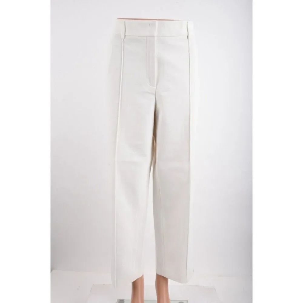 Akris Punto Womens Ferry Pants Trousers Cream Red Side Stripe EU 46 US 14 NWT